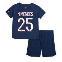 Echipament fotbal Paris Saint-Germain Nuno Mendes #25 Tricou Acasa 2023-24 pentru copii maneca scurta (+ Pantaloni scurti)